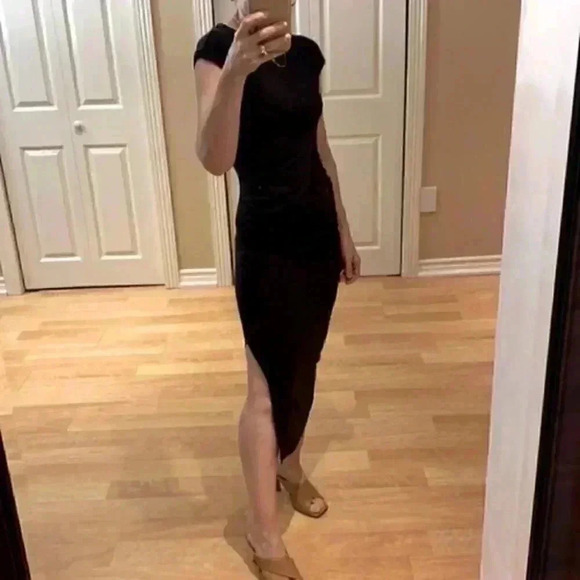 Buffalo David Bitton Bon Chic Maxi Dress Midi Charcoal Grey Black Size XS NWT - Picture 5 of 13